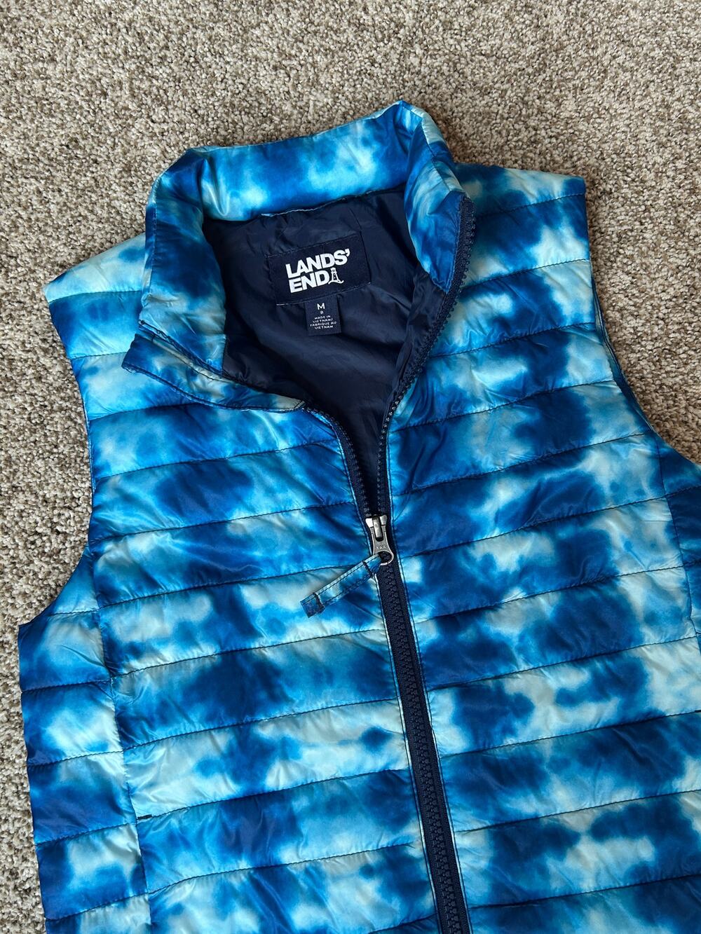 Lands End Blue Puffy Vest, Size Girls 8